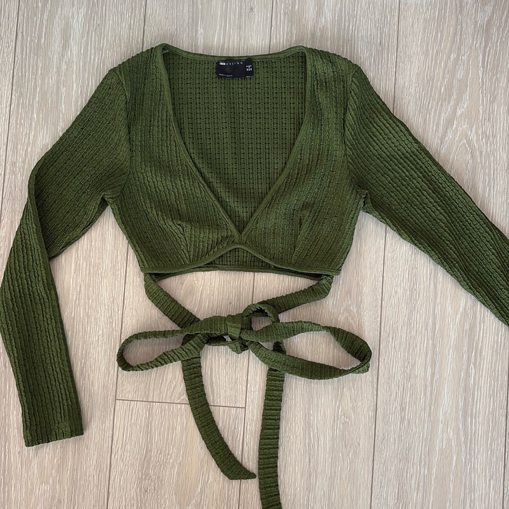 ASOS Green Cropped Tie Top
